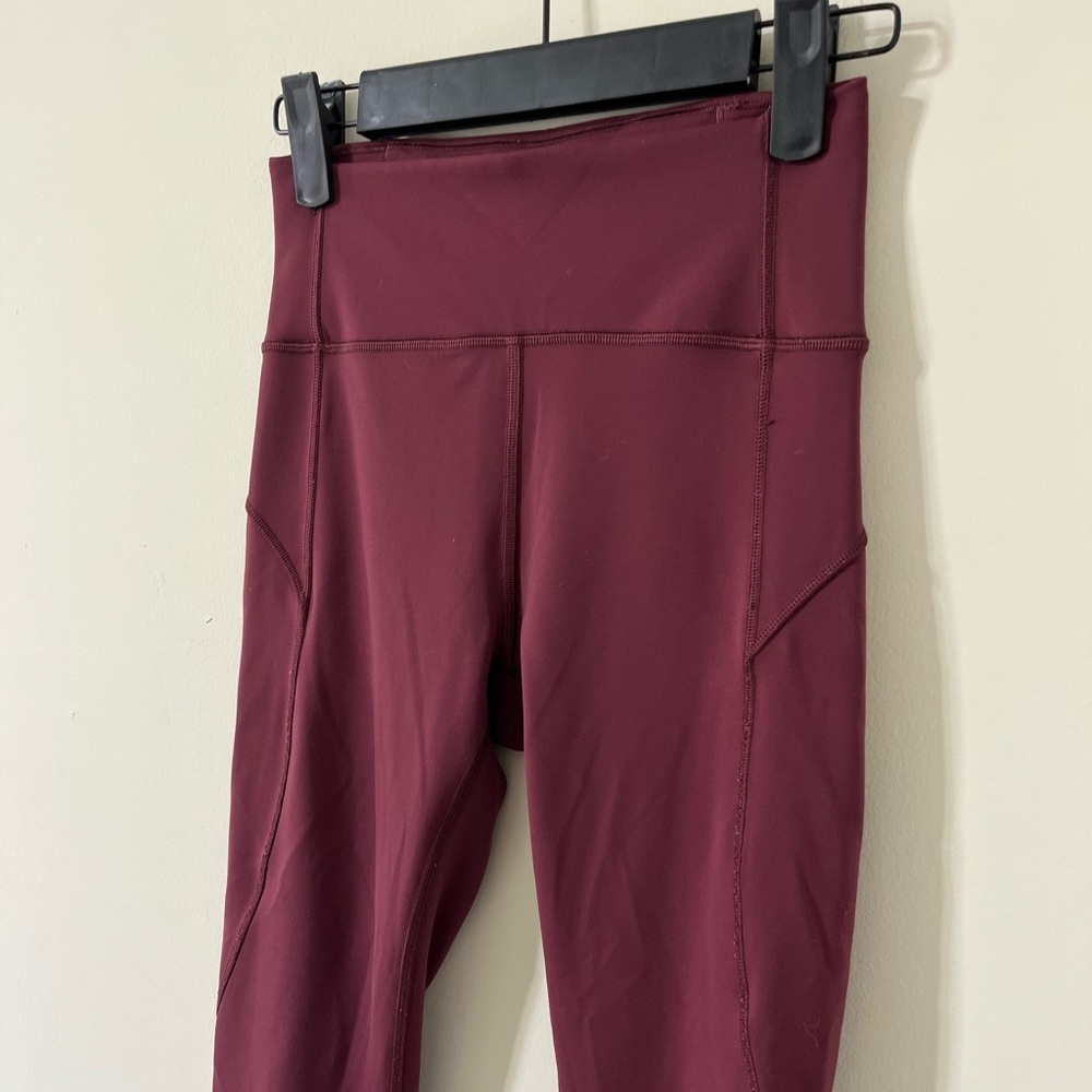 Lululemon In Movement Crop Everlux 19" Garnet Leggings Size 4 - Picture 5 of 12